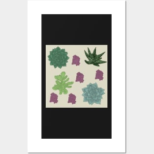 Succulents Pattern Creme Posters and Art